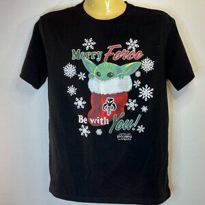 Star Wars Mad Engine Merry Force Be With You Baby Grogu T-shirt - Size Small